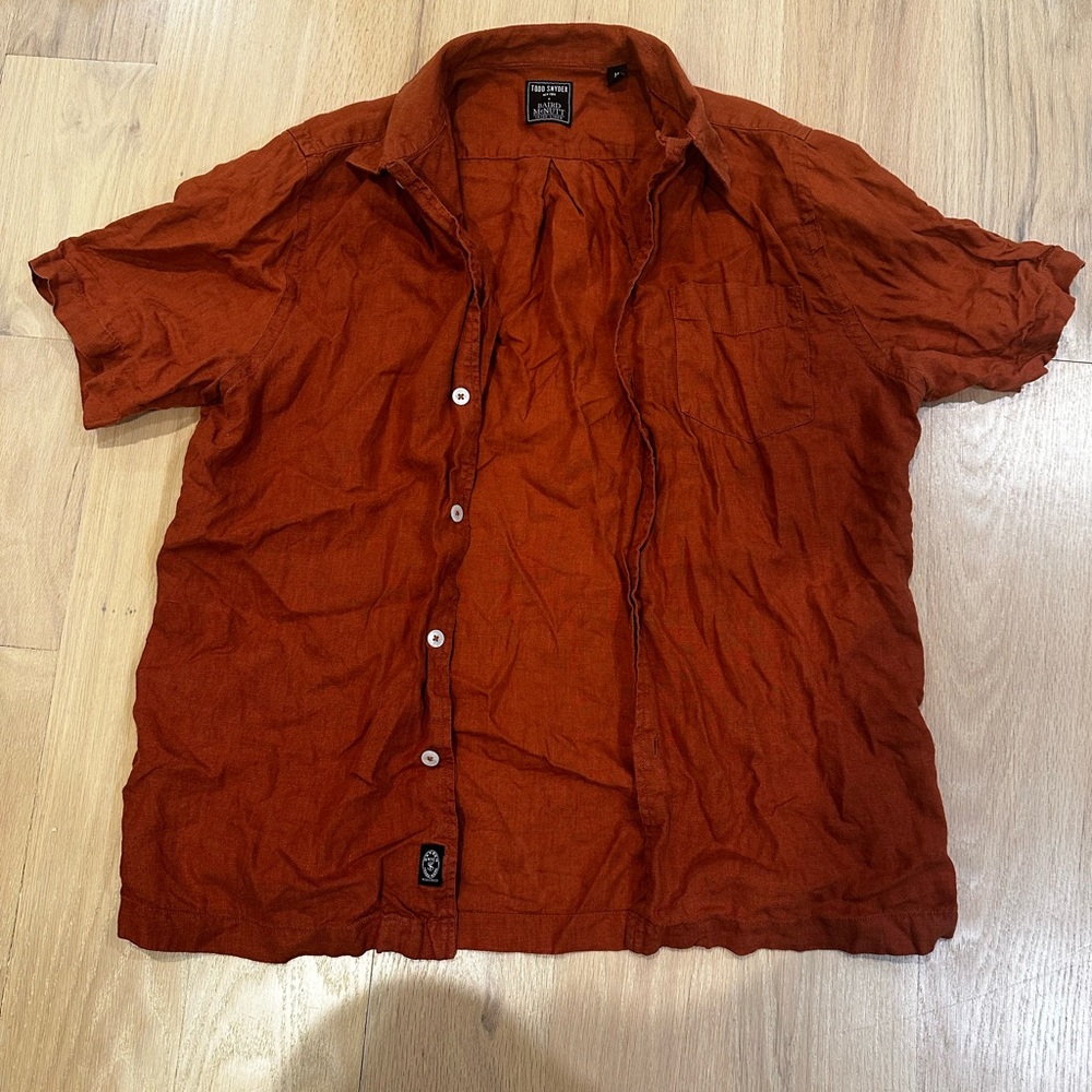 Todd Snyder Burnt Orange Linen Casual Shirt